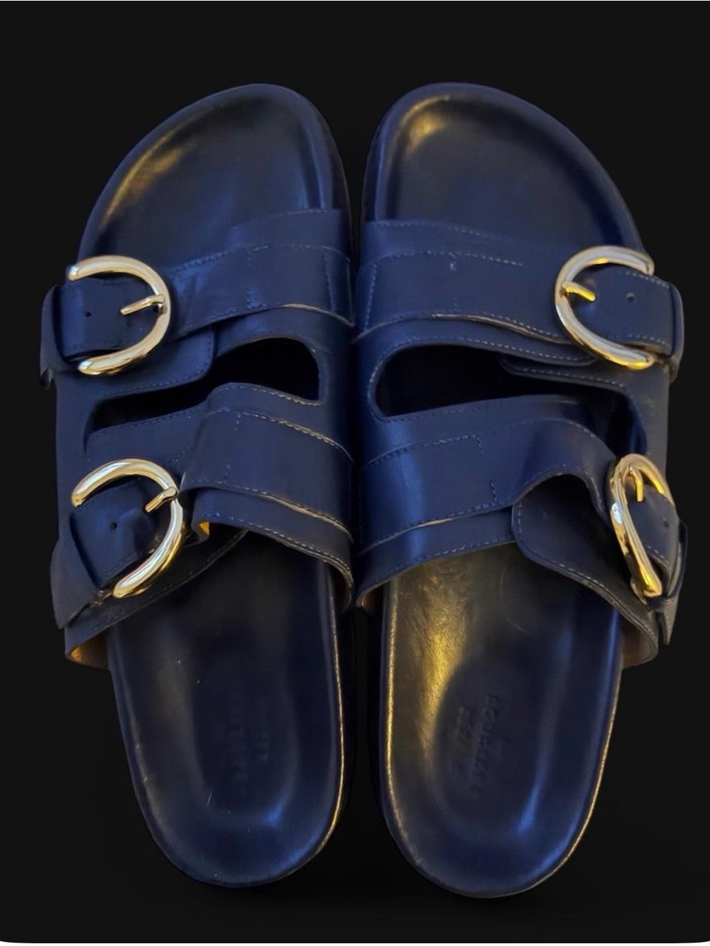 Sézane Lenny Low Mules – Navy Blue – Leather Size 8